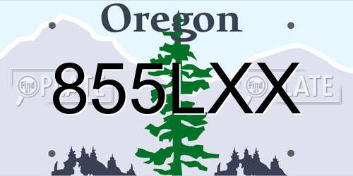 855LXX Oregon License Plate