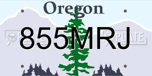 855MRJ Oregon License Plate