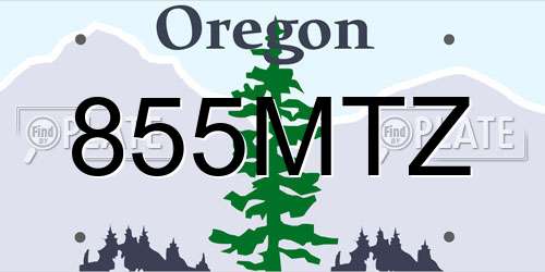 855MTZ Oregon License Plate