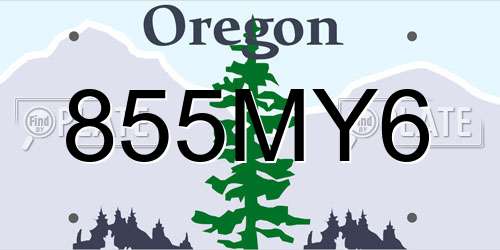 855MY6 Oregon License Plate