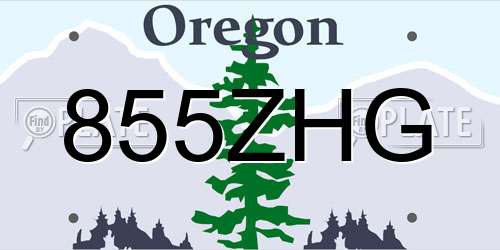 855ZHG Oregon License Plate