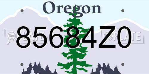 85684Z0 Oregon License Plate