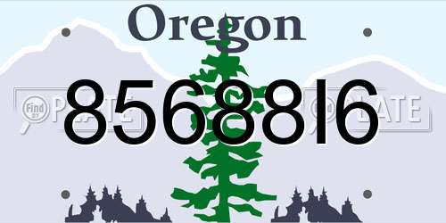 85688I6 Oregon License Plate
