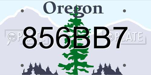 856BB7 Oregon License Plate