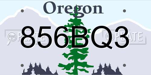 856BQ3 Oregon License Plate