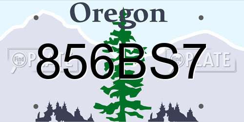 856BS7 Oregon License Plate