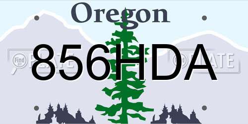 856HDA Oregon License Plate