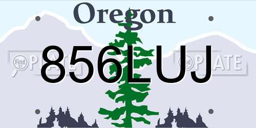 856LUJ Oregon License Plate