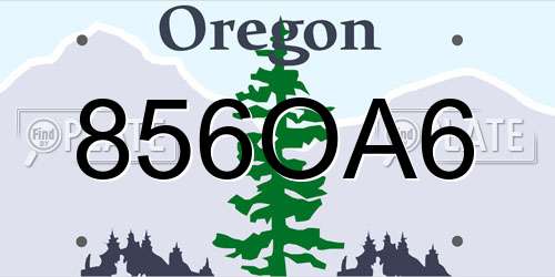 856OA6 Oregon License Plate
