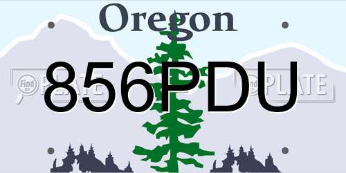856PDU Oregon License Plate