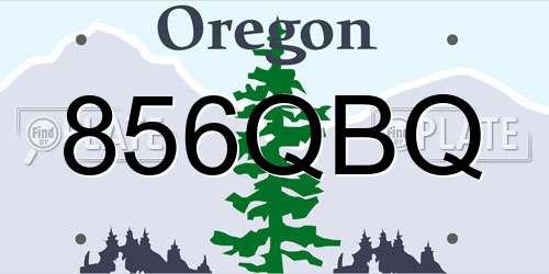 856QBQ Oregon License Plate