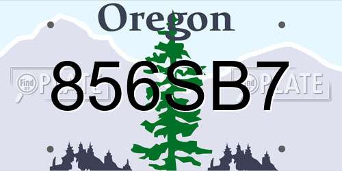 856SB7 Oregon License Plate