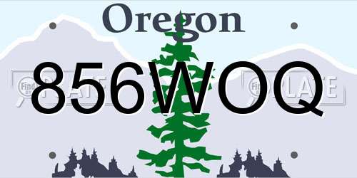 856WOQ Oregon License Plate