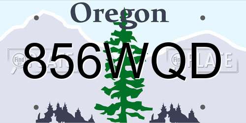 856WQD Oregon License Plate