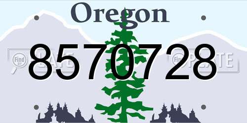 8570728 Oregon License Plate