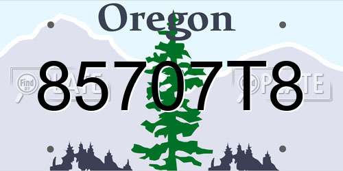 85707T8 Oregon License Plate