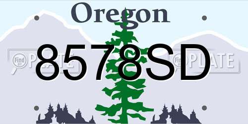 8578SD Oregon License Plate
