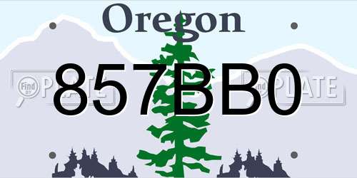 857BB0 Oregon License Plate