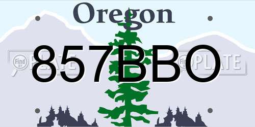 857BBO Oregon License Plate