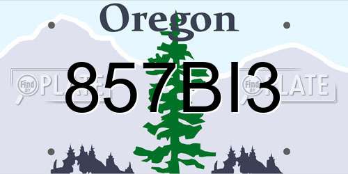 857BI3 Oregon License Plate
