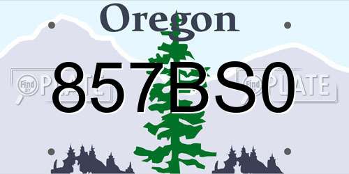 857BS0 Oregon License Plate