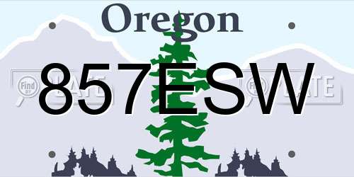 857ESW Oregon License Plate