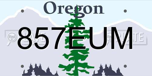 857EUM Oregon License Plate