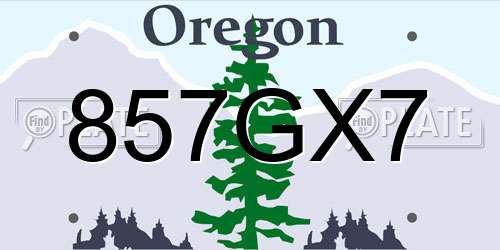 857GX7 Oregon License Plate