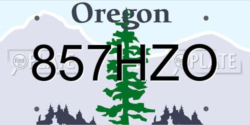857HZO Oregon License Plate