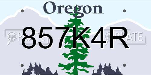 857K4R Oregon License Plate