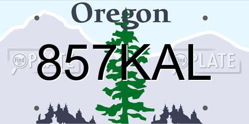 857KAL Oregon License Plate