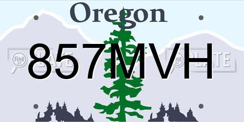 857MVH Oregon License Plate