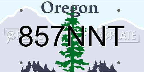 857NNT Oregon License Plate