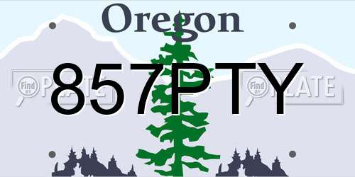 857PTY Oregon License Plate