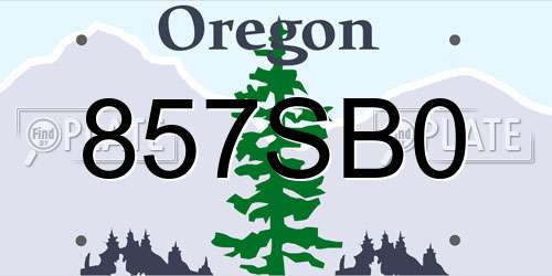 857SB0 Oregon License Plate