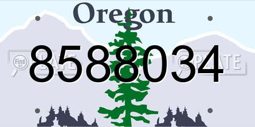 8588034 Oregon License Plate