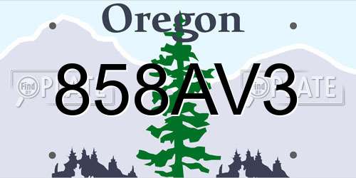 858AV3 Oregon License Plate