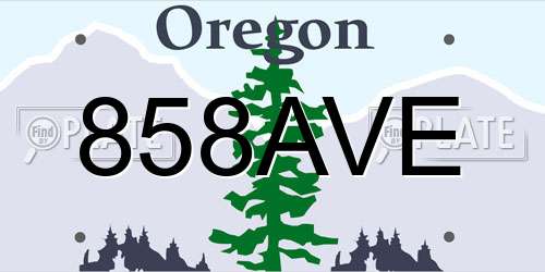858AVE Oregon License Plate