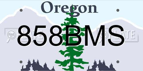 858BMS Oregon License Plate