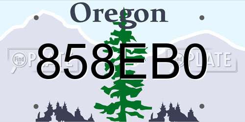 858EB0 Oregon License Plate