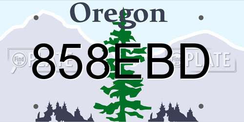 858EBD Oregon License Plate