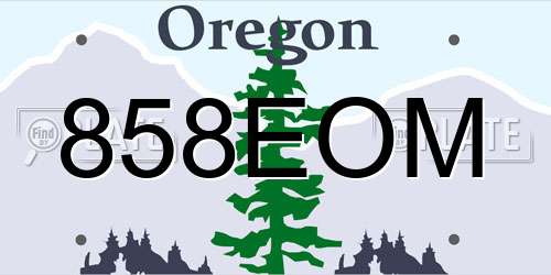 858EOM Oregon License Plate