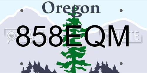 858EQM Oregon License Plate