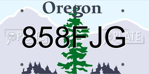 858FJG Oregon License Plate