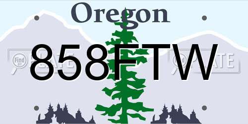 858FTW Oregon License Plate