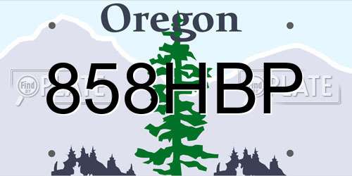 858HBP Oregon License Plate