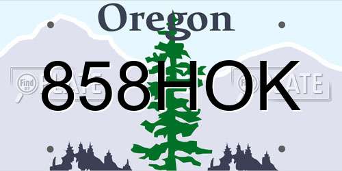 858HOK Oregon License Plate