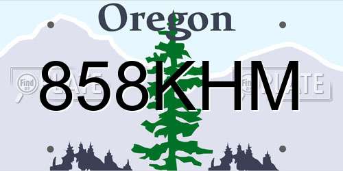 858KHM Oregon License Plate