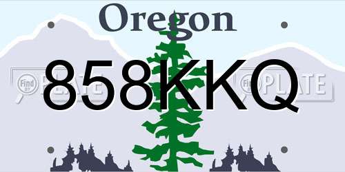 858KKQ Oregon License Plate