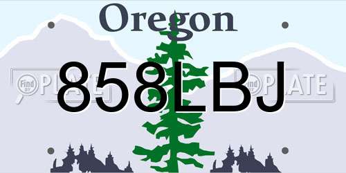 858LBJ Oregon License Plate